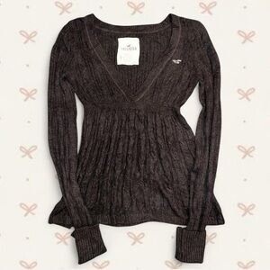Rare Y2K Hollister Brown Babydoll Sweater-Size L